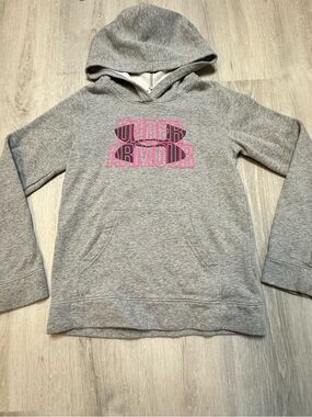 Kids - 3 for $10 - Under Armour Gray Hoodie with Pink Logo Print